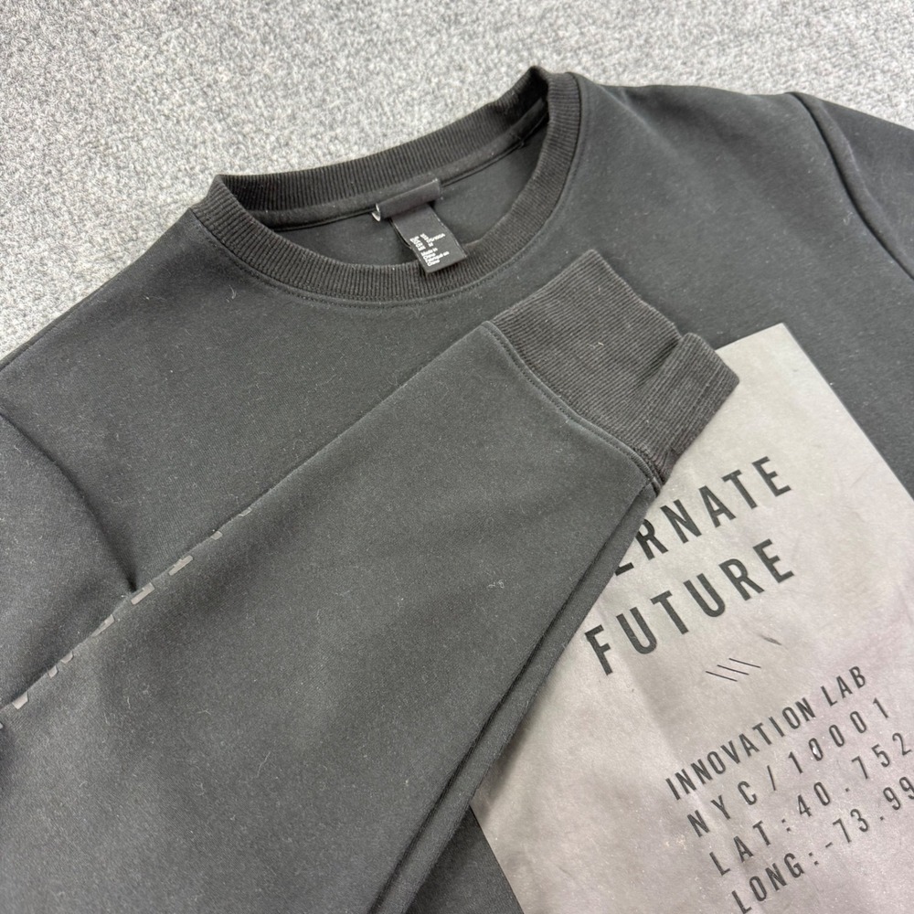 H&M Sweatshirt Size M Black Alternate Future Graphic Pullover Mens